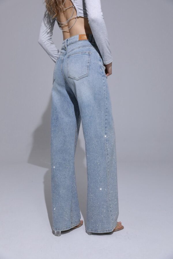 Glitter Wide Leg Jeans Blauw - Afbeelding 2