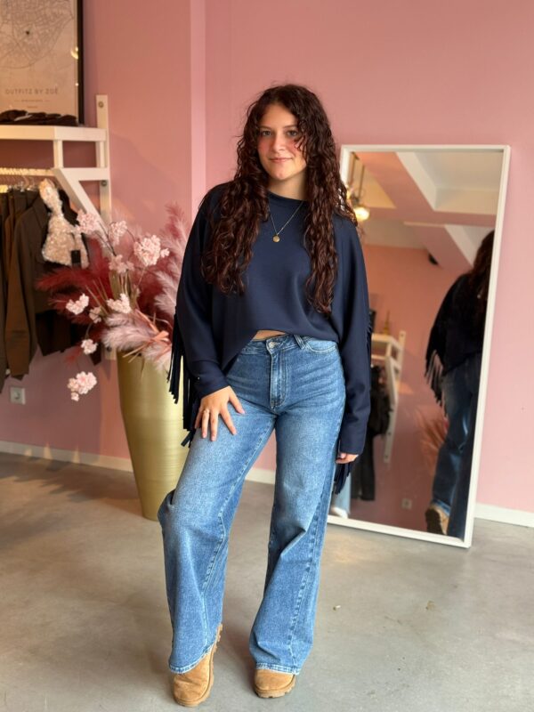 Fringe Sweater Donker Blauw